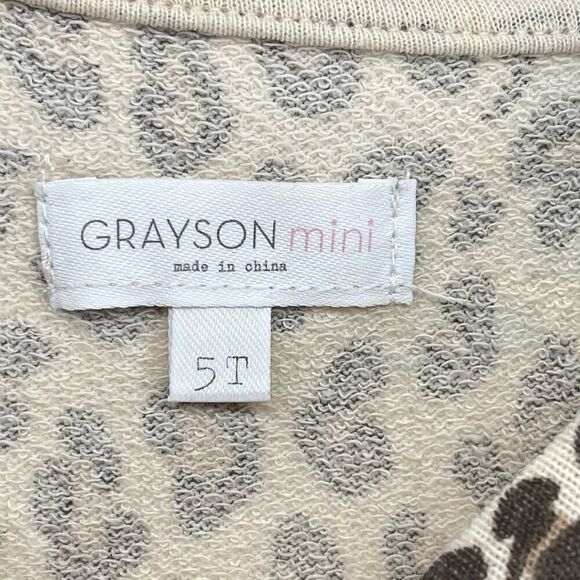 Grayson Mini Toddler Girl’s Leopard Print Ruffle Long Sleeve Sweatshirt Dress 5T - Picture 4 of 7